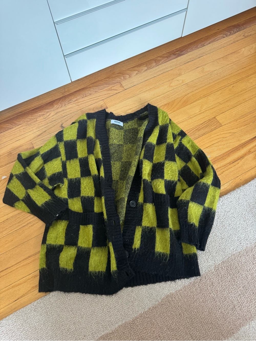 Green checkered daydreamer cardigan
